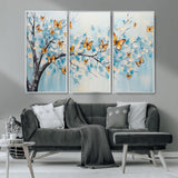 59455-MGV-CV-36X24-Butterfly Tree Branch Wall Art – Blue and Yellow Abstract Canvas Print, Modern Nature Artwork for Living Room, Bedroom or Office