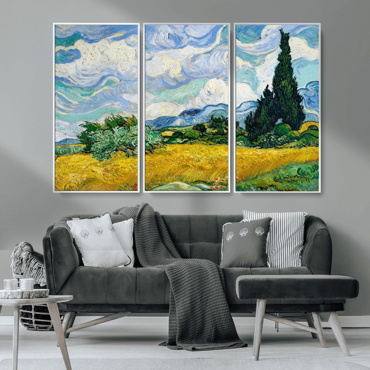 97252-MGV-CV-36X24-Wheat Field with Cypress – Van Gogh Wall Art, Impressionist Landscape Canvas Print, Rustic Home Decor for Living Room or Office