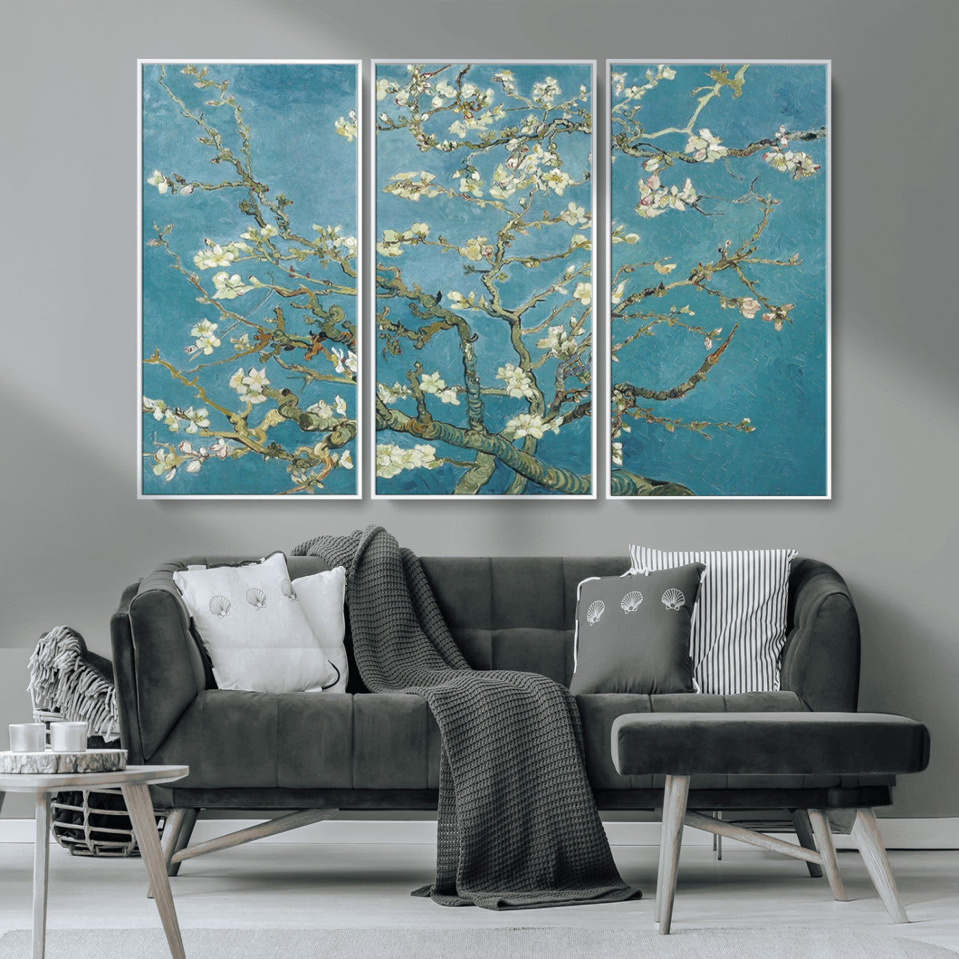 65607-MGV-CV-36X24-Almond Blossom Wall Art – Van Gogh Blue Floral Canvas Print, Elegant Impressionist Painting Decor for Living Room, Bedroom or