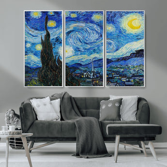 39177-MGV-CV-36X24-Starry Night Wall Art – Vincent van Gogh Famous Painting Canvas Print, Timeless Starry Sky Decor for Living Room, Bedroom or