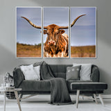 18594-MGV-CV-36X24-Texas Longhorn Bull Wall Art – Rustic Western Cattle Canvas Print, Country Farmhouse Decor for Living Room, Office or Cabin