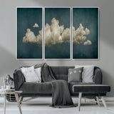 18162-MGV-FC-48X32-3P_White-Ethereal Cloud Wall Art – Panoramic Sky Canvas Print, Dreamy Atmospheric Decor for Bedroom, Living Room or Office