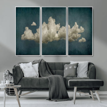 18162-MGV-FC-48X32-3P_White-Ethereal Cloud Wall Art – Panoramic Sky Canvas Print, Dreamy Atmospheric Decor for Bedroom, Living Room or Office