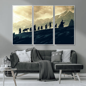 41574-MGV-CV-36X24-Fellowship Journey Wall Art – Epic Fantasy Adventure Canvas Print, Mountain Landscape Decor for Living Room, Office or Man Cave