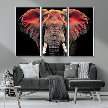 54719-MGV-FC-48X32-3P_White-Elephant Wall Art – Majestic African Elephant Canvas Print, Wildlife Safari Animal Decor for Living Room, Bedroom, Office or Man