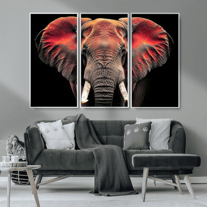 54719-MGV-FC-48X32-3P_White-Elephant Wall Art – Majestic African Elephant Canvas Print, Wildlife Safari Animal Decor for Living Room, Bedroom, Office or Man