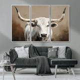 61423-MGV-CV-36X24-Longhorn Bull Wall Art – Rustic Western Texas Steer Canvas Print, Cowboy Farmhouse Decor for Living Room, Bedroom, Office or Ranch