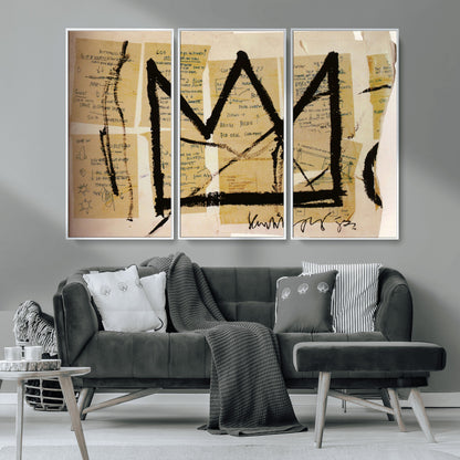 37215-MGV-CV-36X24-Abstract Crown Wall Art – Urban Graffiti Style Canvas Print Modern Street Art Design, Bold Contemporary Decor for Living Room,