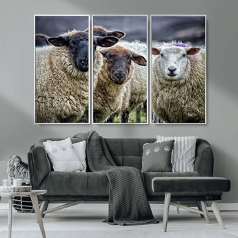 18418-MGV-CV-36X24-Sheep Wall Art Canvas Print, Framed Farmhouse Sheep Art Picture Print, Sheep Herd Perfect Rustic Farmhouse Decor Artwork