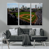 34859-MGV-CV-36X24-Wrigley Field Wall Art Canvas Print, Framed Chicago Cubs Stadium Art Picture Print, Wrigley Stadium Field Perfect Sport Room Decor