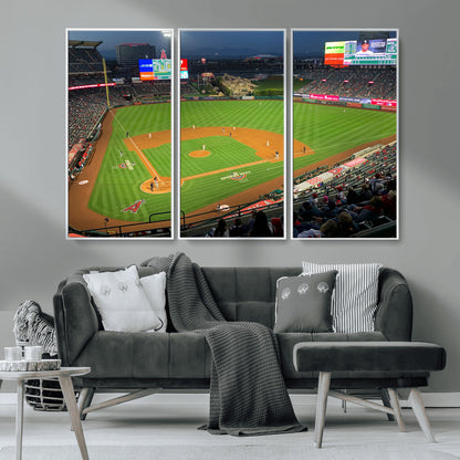 93707-MGV-CV-36X24-Los Angeles Stadium Wall Art Canvas Print, Framed Angel Stadium Field Art Picture Print, Anaheim Stadium Perfect Sports Room Decor