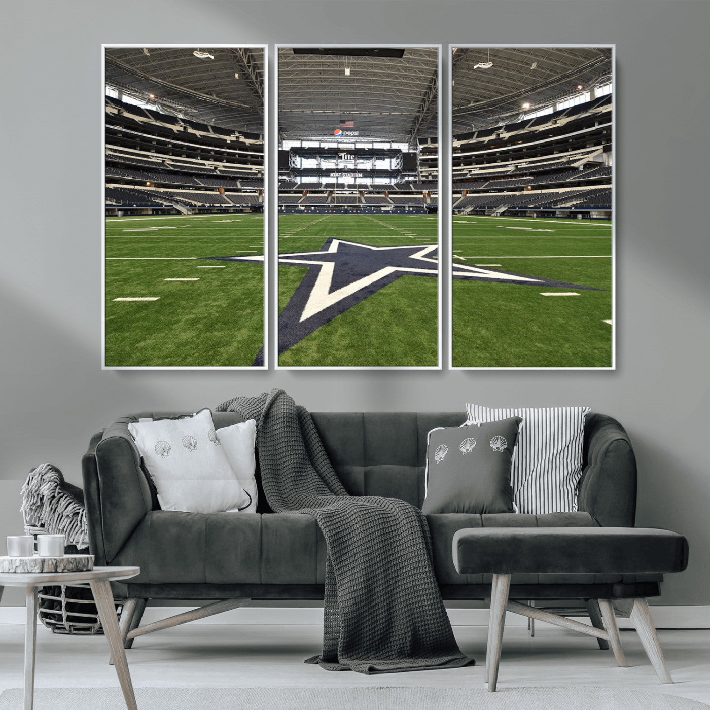 14834-MGV-CV-36X24-Dallas Att Stadium Wall Art Canvas Print, Framed Texas NFL Stadium Art Picture Print, American Football Stadium Perfect Sports