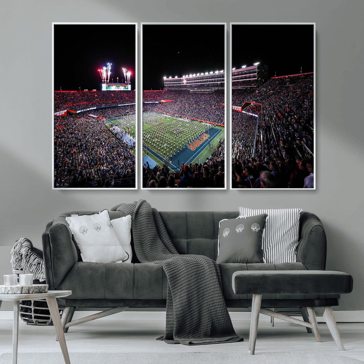 46899-MGV-CV-36X24-Ben Hill Griffin Stadium Wall Art Canvas Print, Framed Football Stadium Art Picture Print, Florida Football Stadium Perfect Sport