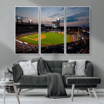 17415-MGV-CV-36X24-Philadelphia Phillies Stadium Wall Art Canvas Print, Framed Citizens Bank Park Art Picture Print, Phillies Stadium Field Perfect