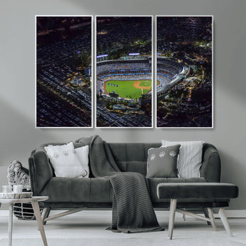 16515-MGV-CV-36X24-Dodgers Stadium Wall Art Canvas Print, Framed Baseball Stadium Art Picture Print, Dodgers Field Perfect Sport Room Decor Artwork