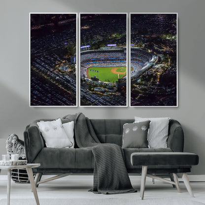 16515-MGV-CV-36X24-Dodgers Stadium Wall Art Canvas Print, Framed Baseball Stadium Art Picture Print, Dodgers Field Perfect Sport Room Decor Artwork