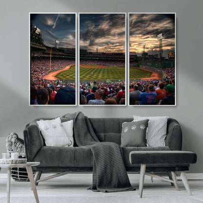 53432-MGV-CV-36X24-Fenway Park Stadium Wall Art Canvas Print, Framed Boston Baseball Stadium Art Picture Print, Massachusetts Fenway Park Perfect