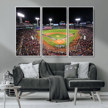 47365-MGV-CV-36X24-Fenway Park Stadium Wall Art Canvas Print, Framed Boston Baseball Stadium Art Picture Print, MLB Stadium Field Perfect Sport Room
