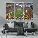 51419-MGV-FC-48X32-3P_White-Heinz Field Wall Art Canvas Print, Framed Pittsburgh Stadium Field Art Picture Print, Heinz Stadium Field Perfect Sports Room
