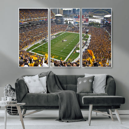 51419-MGV-FC-48X32-3P_White-Heinz Field Wall Art Canvas Print, Framed Pittsburgh Stadium Field Art Picture Print, Heinz Stadium Field Perfect Sports Room