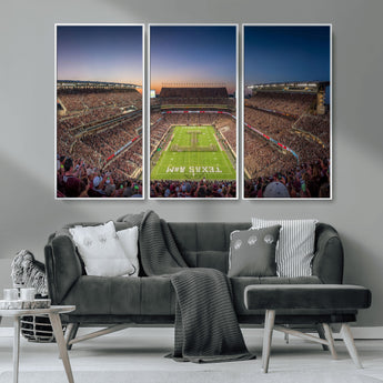 17421-MGV-CV-36X24-Kyle Field Wall Art Canvas Print, Framed Texas Stadium Art Picture Print, Kyle Field Stadium Perfect Sport Room Decor Artwork