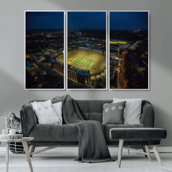 52519-MGV-CV-36X24-Michigan Football Stadium Wall Art Canvas Print, Framed Michigan Stadium Art Picture Print, Michigan Wolverines Field Perfect