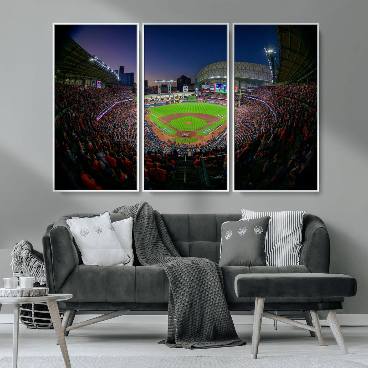 44322-MGV-CV-36X24-Minute Maid Park Wall Art Canvas Print, Framed Houston Astros Stadium Art Picture Print, Houston Astros Field Perfect Sports Room