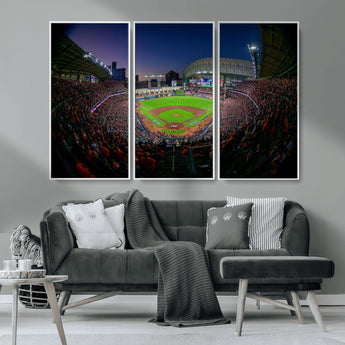 44322-MGV-CV-36X24-Minute Maid Park Wall Art Canvas Print, Framed Houston Astros Stadium Art Picture Print, Houston Astros Field Perfect Sports Room