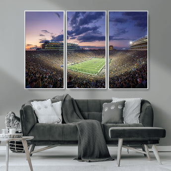 50825-MGV-CV-36X24-Notre Dame Stadium Wall Art Canvas Print, Framed Indiana Stadium Art Picture Print, Football Stadium Perfect Sports Room Decor