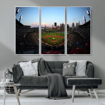 67670-MGV-FC-48X32-3P_White-PNC Park Stadium Wall Art Canvas Print, Framed Pittsburgh Pirates Stadium Art Picture Print, PNC Park Field Perfect Sport Room