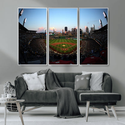 67670-MGV-FC-48X32-3P_White-PNC Park Stadium Wall Art Canvas Print, Framed Pittsburgh Pirates Stadium Art Picture Print, PNC Park Field Perfect Sport Room