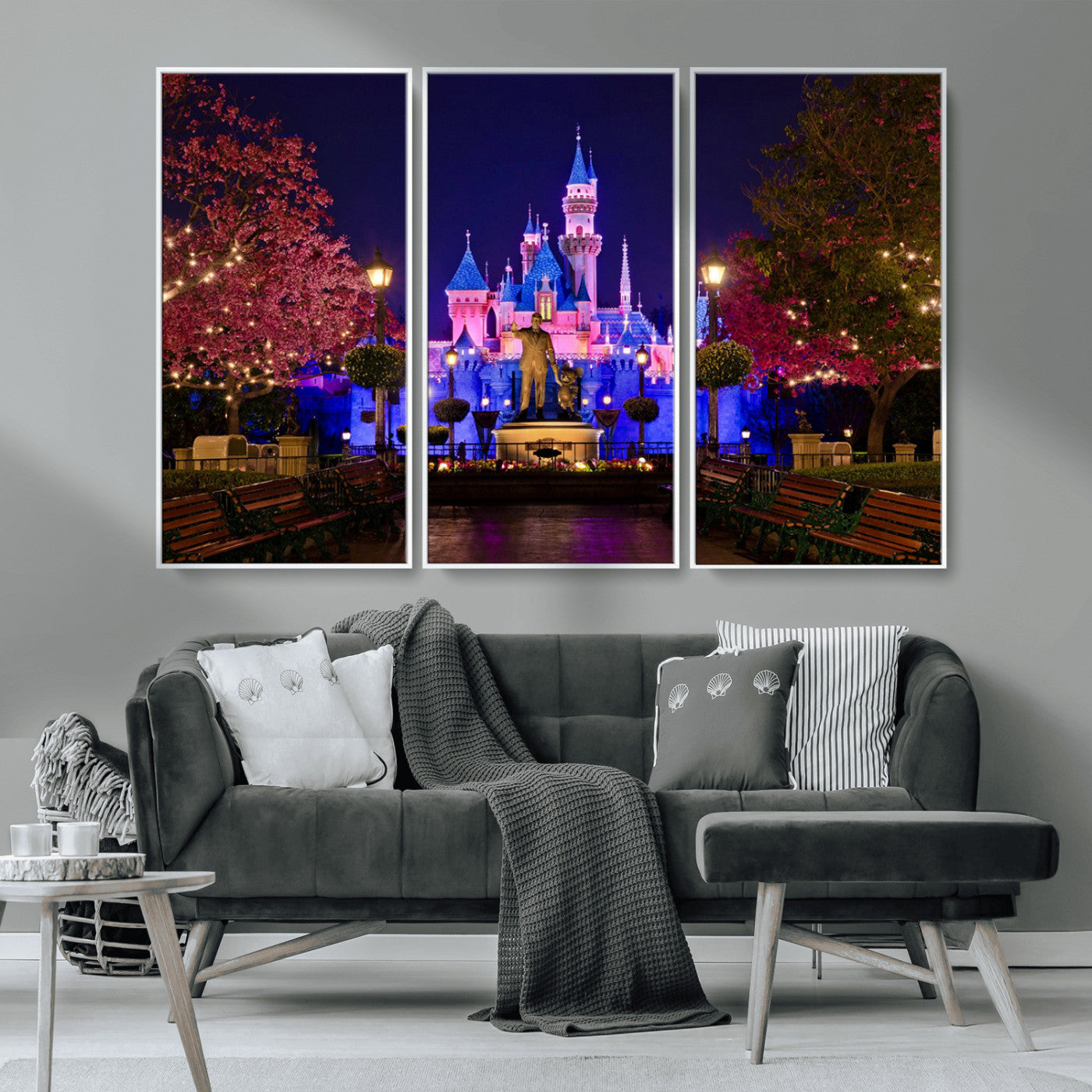 79435-MGV-CV-36X24-Disney Castle Wall Art Canvas Print, Framed Magic Kingdom Art Picture Print, Disney World Perfect Child Room Decor Artwork