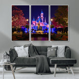79435-MGV-CV-36X24-Disney Castle Wall Art Canvas Print, Framed Magic Kingdom Art Picture Print, Disney World Perfect Child Room Decor Artwork