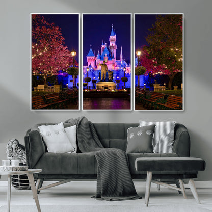 79435-MGV-CV-36X24-Disney Castle Wall Art Canvas Print, Framed Magic Kingdom Art Picture Print, Disney World Perfect Child Room Decor Artwork