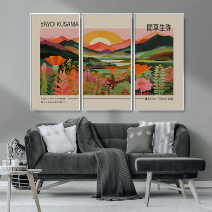 17753-MGV-CV-36X24-Floral Sunset Landscape Wall Art – Panoramic Nature Canvas Print, Vibrant Botanical Artwork for Living Room, Bedroom, Office, or