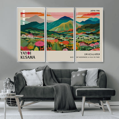 54215-MGV-CV-36X24-Yayoi Kusama Wall Art – Panoramic Japanese Landscape Canvas Print, Modern Abstract Nature Decor for Office, Bedroom or Living Room