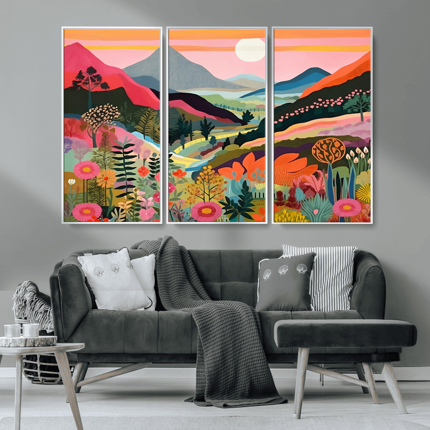 61376-MGV-CV-36X24-Floral Valley Wall Art – Panoramic Mountain Landscape Canvas Print, Vibrant Nature Decor for Living Room, Office, or Bedroom