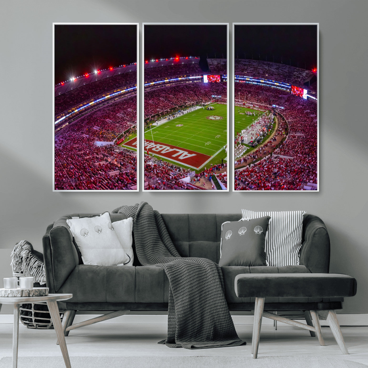 11343-MGV-CV-36X24-Bryant-Denny Stadium Wall Art – Panoramic Alabama Crimson Tide Football Field Canvas Print, Game Day Decor for Office, Man Cave or