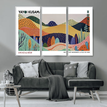 66936-MGV-CV-36X24-Kusama Wall Art – Vibrant Abstract Hills Canvas Print, Japanese Modern Landscape Poster for Living Room, Office, Studio or