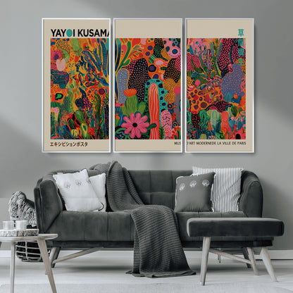 40791-MGV-CV-36X24-Kusama Inspired Wall Art – Vibrant Abstract Floral Jungle Canvas Print, Bold Pop Art Botanical Decor for Living Room, Bedroom, or