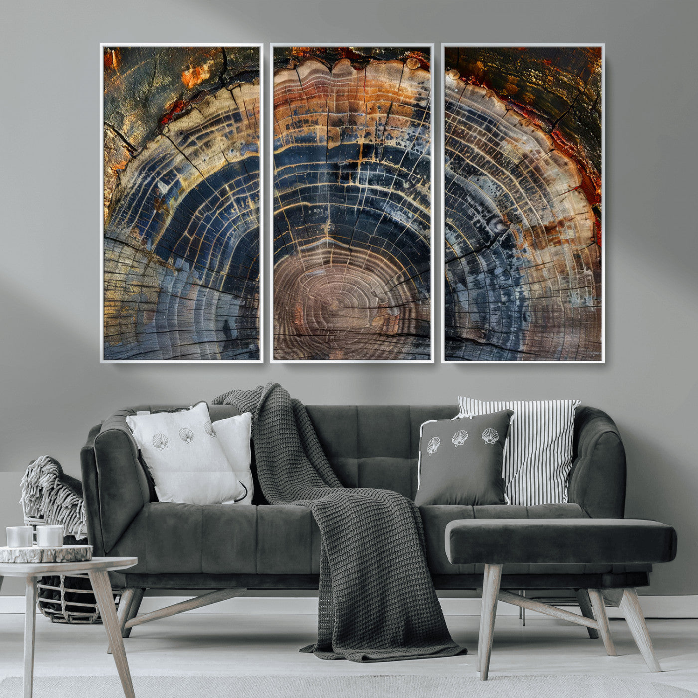 16193-MGV-CV-36X24-Tree Ring Wall Art – Abstract Wood Grain Canvas Print, Rustic Nature Texture Artwork Poster for Living Room, Bedroom, Office,