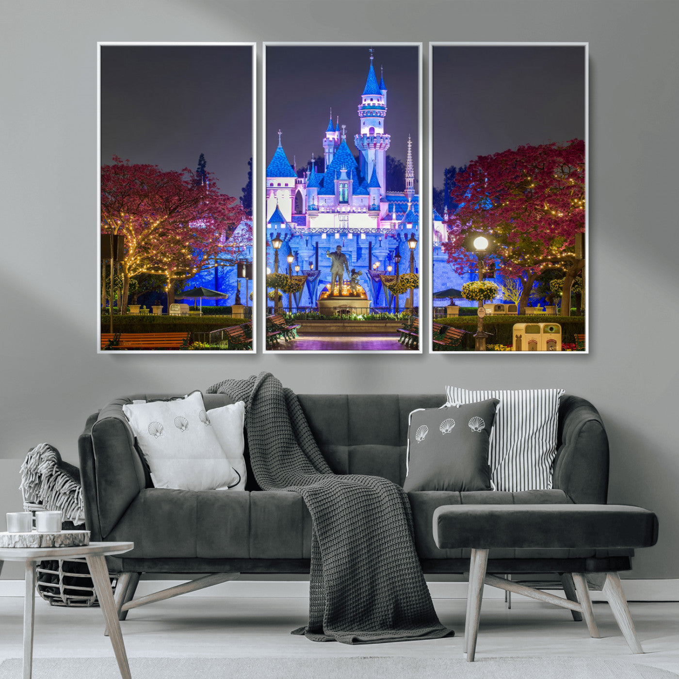 66710-MGV-CV-36X24-Enchanted Castle Wall Art – Magical Night Scene Canvas Print with Glowing Lights, Fantasy Architecture Artwork for Living Room,