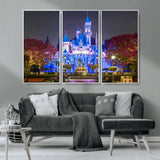 66710-MGV-CV-36X24-Enchanted Castle Wall Art – Magical Night Scene Canvas Print with Glowing Lights, Fantasy Architecture Artwork for Living Room,