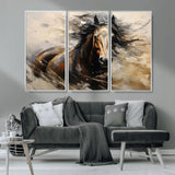 53001-MGV-CV-36X24-Wild Horse Wall Art – Majestic Stallion Canvas Print with Flowing Mane, Rustic Western Style Painting for Living Room, Office or