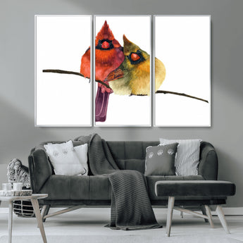 67752-MGV-CV-36X24-Cardinal Couple Wall Art – Male and Female Cardinal Canvas Print, Romantic Bird Artwork for Nature Lovers, Living Room, Bedroom,