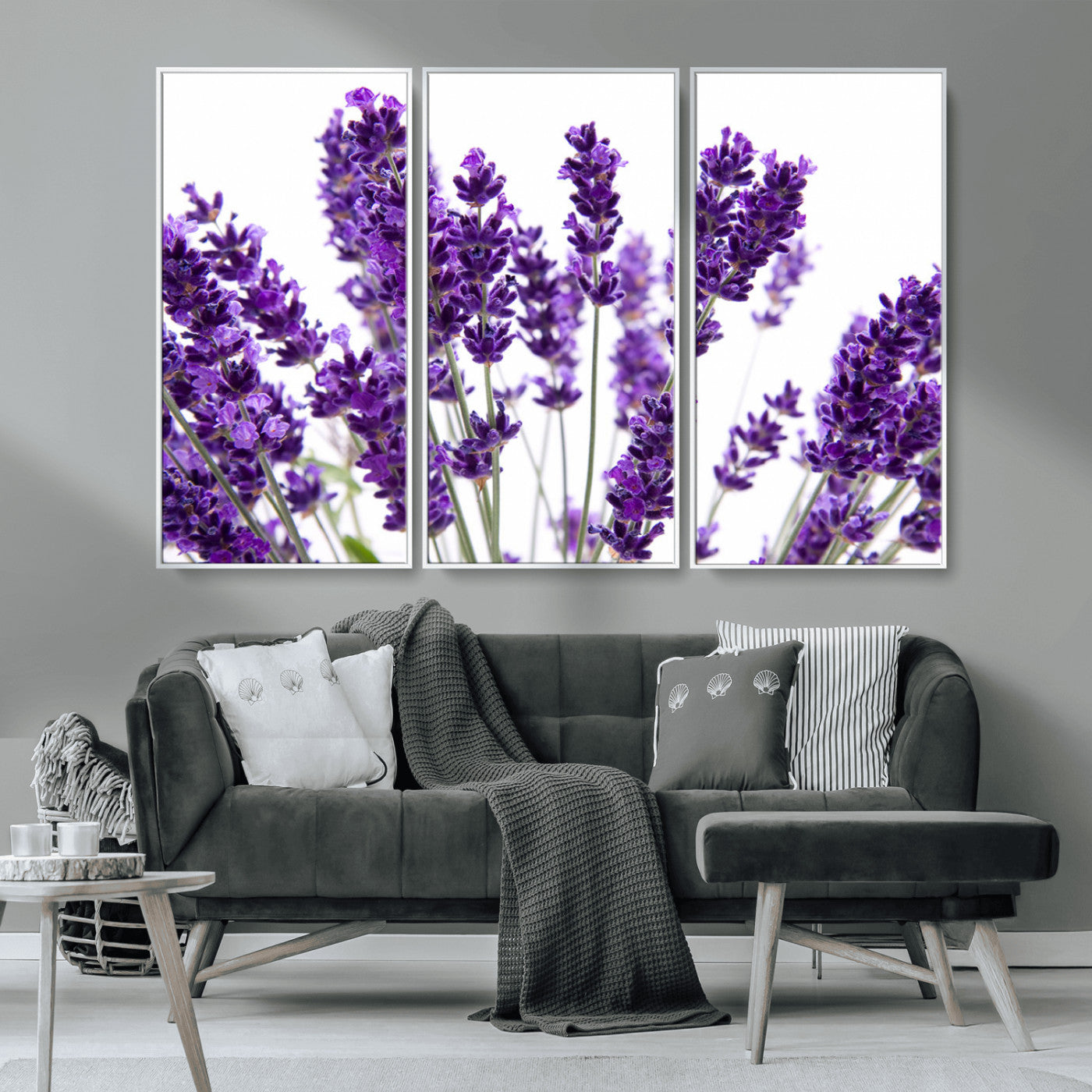 84456-MGV-CV-36X24-Lavender Wall Art – Botanical Canvas Print Featuring Purple Floral Stems, Fresh Nature Inspired Artwork for Living Room, Bedroom,