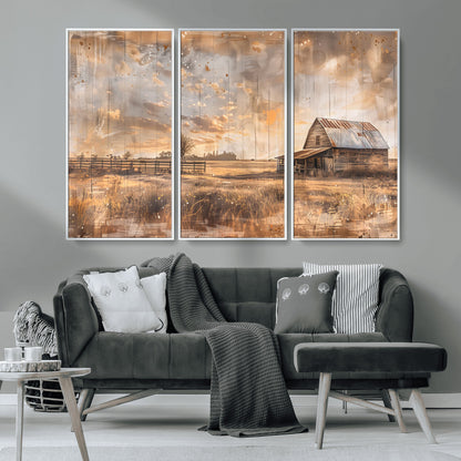 FARM2-MGV-CV-36X24-Rustic Farmhouse Wall Art Canvas Print, Framed Old Barn Art Picture Print, Southwestern Farmhouse Perfect Rustic Decor Artwork