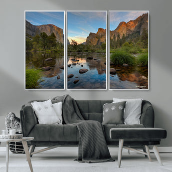 55893831-MGV-FC-48X32-3P_White-Yosemite Valley Wall Art Canvas Print, Framed El Capitan Art Picture Print, Sierra Landspace Perfect Rustic Nature Decor Artwork
