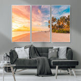41542880-MGV-CV-36X24-Tropical Beach Wall Art Canvas Print, Framed Palm Trees Art Picture Print, Sunset Shore Perfect Tropical Coastal Decor Artwork