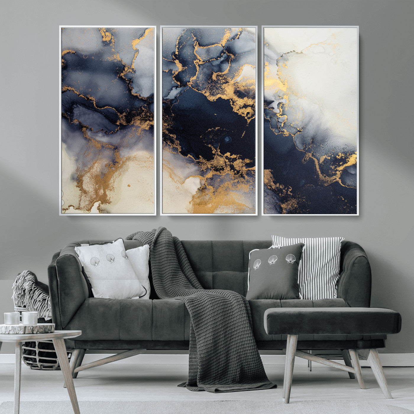41136487-MGV-CV-36X24-Black Marble Wall Art Canvas Print, Framed Gold Veins Art Picture Print, Abstract Texture Perfect Moody Luxe Decor Artwork